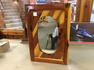 Wooden Cabinet w/ Mirror 24 3/4"H x 17"L.