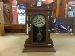 Small Wood & Brass Grandfather Clock 20"H x 13 1/2"L.