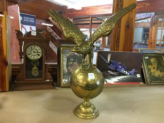 Eagle on Earth Brass Statue 26"H, 19" Wingspan.