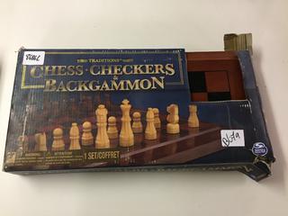 Traditions Chess, Checkers, Backgammon Board Game.