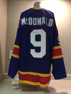 Lanny McDonald Hand Autograghed Colorado Rookies Shirt, Jersey #9.