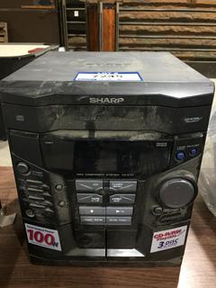 Sharp 3-Disc CD/Radio/Tape Player, No Speakers.