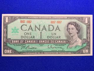 1967 Canada One Dollar Centennial Bank Note, S/N 1867 - 1967.