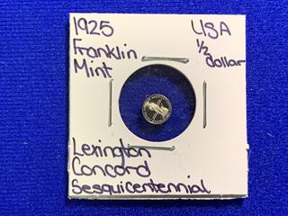Franklin Mint 1925 USA Half Dollar "Lexington Concord Sesquicentennial" Mini Coin.
