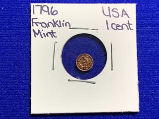 Franklin Mint 1796 USA One Cent Mini Coin.