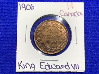 1906 Canada Large One Cent Coin.