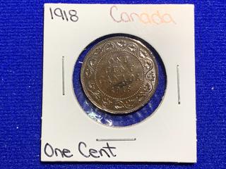 1918 Canada Large One Cent Coin.