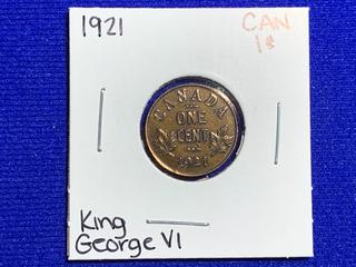 1921 Canada One Cent Coin.