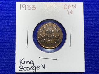 1933 Canada One Cent Coin.