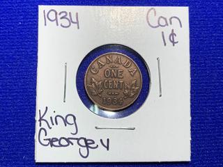 1934 Canada One Cent Coin.