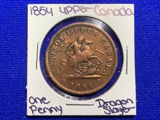 1854 Bank of Upper Canada One Penny "Dragon Slayer".