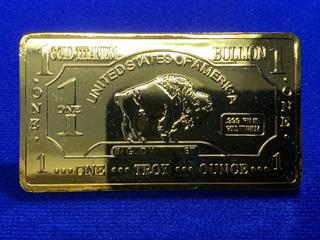 CMC Mint One Troy Ounce .999 Fine Gold Plated Titanium Bar.