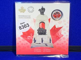 2020 Canada Five Dollar .9999 Silver Colour Printed Coin "Remembrance Day".