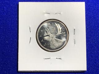 1964 Canada Twenty-Five Cent Silver Coin.