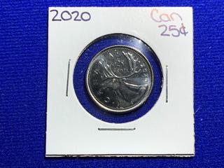 2020 Canada Twenty-Five Cent Coin.