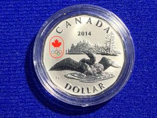 2015 Canada Silver Dollar Colour Printed Coin.
