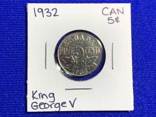 1932 Canada Five Cent Coin.