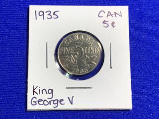 1935 Canada Five Cent Coin.