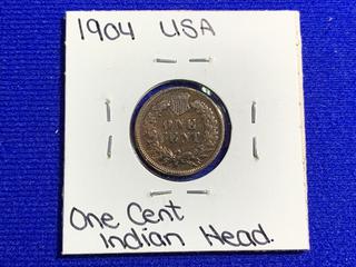 1904 USA One Cent Coin.