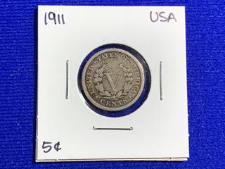 1911 USA Five Cent Coin.