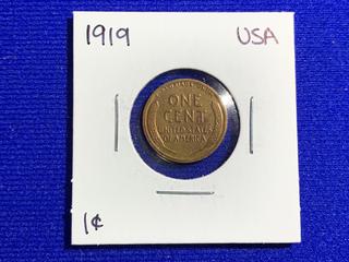 1919 USA One Cent Coin.