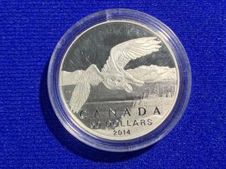 2014 Canada Fifty Dollar .9999 Fine Silver Coin "Snowy Owl".