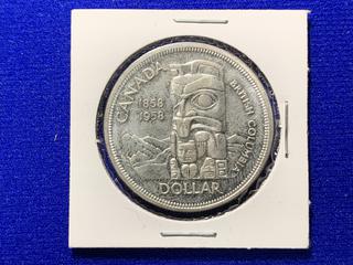 1958 Canada Silver Dollar "British Columbia Centennial"