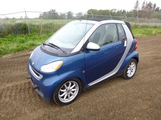 2008 Smart Fortwo Passion Convertible c/w 1.0L L3 DOHC, A/T, A/C, Showing 130,181 Kms, 155/60R15 Tires at 60%, Rears at 40%, VIN WMEEK31X78K066513 