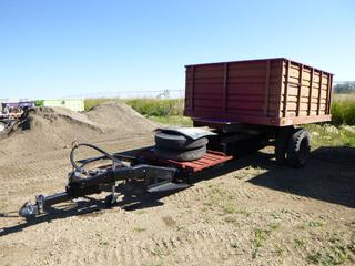 10 Ft. S/A Custom Built Dump Trailer c/w 2 5/16 In. Ball and Pintle, 7.50-20 Tires, Spare Tire, New Floor, Hoist (Runs off Hydraulics) *Note: No VIN*