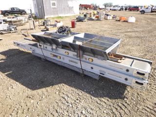 24 Ft. Miniveyor Conveyor System c/w 240V, 60 Hours, Hoppers and Control Box *Note: Running Condition Unknown*