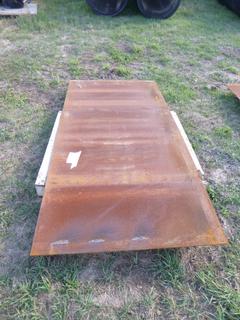 (1) 8 Ft. x 43 In x 1/4 In. Thick Metal Plate, (1) 8 Ft. x 39 In. Metal Plate *Located Off Site Near Dunstable, AB, For More Information Contact Connor At 780-218-4493*