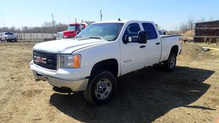 2011 GMC Sierra 2500 HD 4X4 Crew Cab Pick Up C/w 6.0L, V8, A/T. Showing 432,961kms. VIN 1GT120CG7BF231310 *Note: Running Condition Unknown, Has Some Damage*