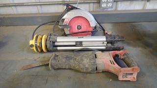 Skil 7 1/4in Circular Saw C/w Mount For Laser Level And Milwaukee Reciprocating Saw