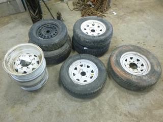 Qty Of Assorted Size Tires C/w Trailer Rims