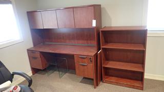 24in X 71in X 65in Office Desk C/w Hutch And 14in X 32in X 47in Shelving Unit