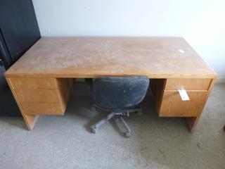 Office Desk C/w Shelving Unit And Task Chair