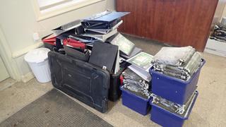 Qty Of Binders, File Folders And Trash Can