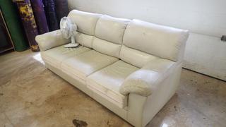 Leather Couch C/w Fan