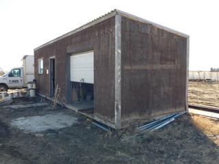 10ft X 32ft Skid Mtd. Building C/w Overhead Door, Man Door *Contents Not Included, Buyer Responsible For Load Out, Item Cannot Be Removed Until May 1st Unless Mutually Agreed Upon*