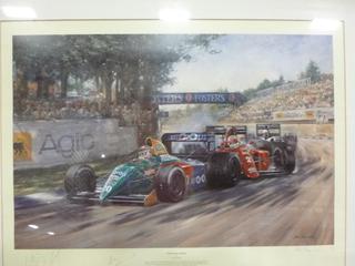 Limited Edition Formula One Print, "Fighting Finish", Signed by Nelson Piquet  (Upstairs)