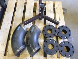 (4) 3 In. 300 STD Wall Flanges, (2) 6 In. STD Wall LR 90 Degree Elbows, (1) Nova Pole PT3 Tenon Mounting Adapter (S2-3)