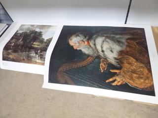 Assortment of Oil Painting Prints, 29 In. x 24 In. (Upstairs)
