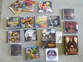 Qty of Assorted PC Games Including Diablo 1, 2, and Expansion, Warcraft, Assassins Creed, Quake, Centipede and More (G1)
