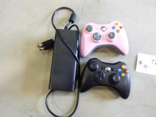 (2) Xbox 360 Controllers, (1) Power Brick (G1)