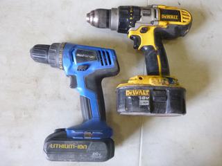 Dewalt 18V 1/2 In. Cordless Drill, C/w Mastercraft 20V 3/8 In. Cordless Drill (E-1) 