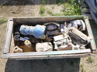Crate with Qty of Misc. Parts, Flanges, Fittings and CAT Parts 