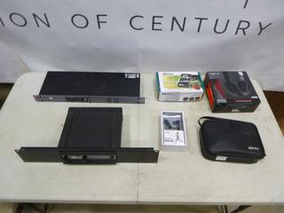 Qty of Audio Equipment, DBX Driverack 220i System Processor, SENNHEISER SI-1013 Mi Pro MU-28ii Mic, Remote Control, Sony Sports Headphones, Fuse Headphones (G1)
