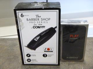 (1) Unused Conair Barbershop Pro Series Hair Clipper w/ Unused Givenchy Play Intense Cologne 100ml (G2)