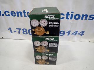 (3) Unused Victor Oxygen Pressure Regulators. Model SR4J-540, Part 0781-1445
