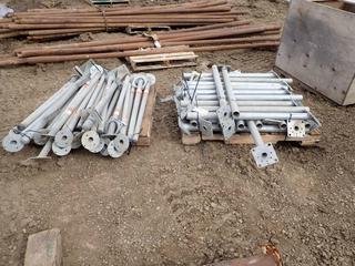 (2) Pallets of Swivel Poles, Circle Fixed Bottom and Square Fixed Bottom
